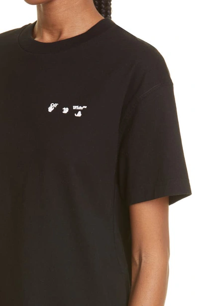 Shop Off-white Swimming Man Logo Cotton T-shirt In Black White