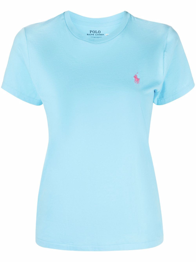 Shop Polo Ralph Lauren T-shrit Con Logo In Light Blue