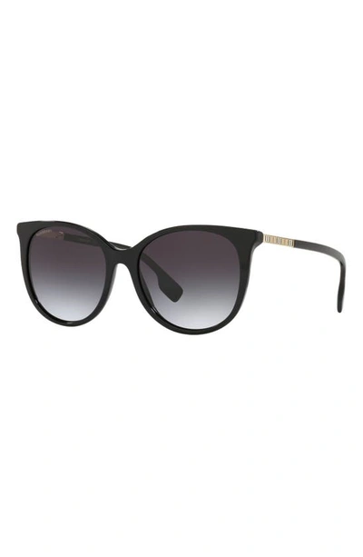 Shop Burberry 55mm Cat Eye Sunglasses In Black/ Grey Gradient