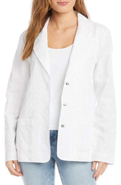 Karen Kane Eyelet Cotton Blazer In Off-white