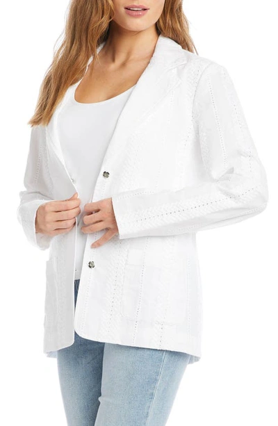 Karen Kane Eyelet Cotton Blazer In Off-white