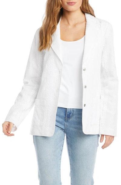 Karen Kane Eyelet Cotton Blazer In Off-white