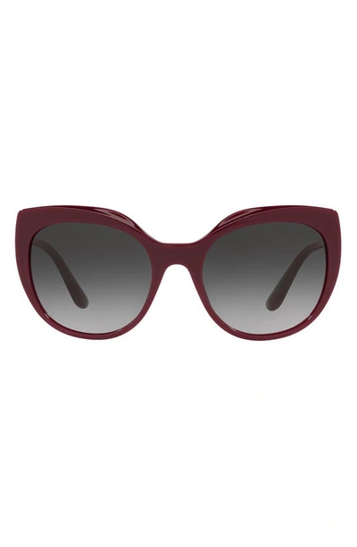 Shop Dolce & Gabbana 56mm Cat Eye Gradient Sunglasses In Bordeaux