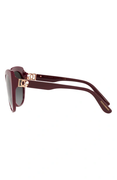Shop Dolce & Gabbana 56mm Cat Eye Gradient Sunglasses In Bordeaux