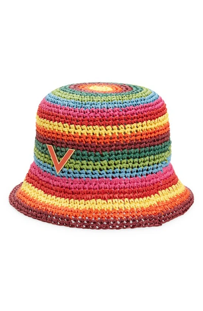 Shop Valentino Rainbow Stripe Bucket Hat In Multicolor