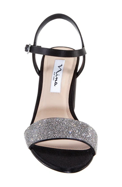 Shop Nina Haven Ankle Strap Sandal In Black Luster Satin