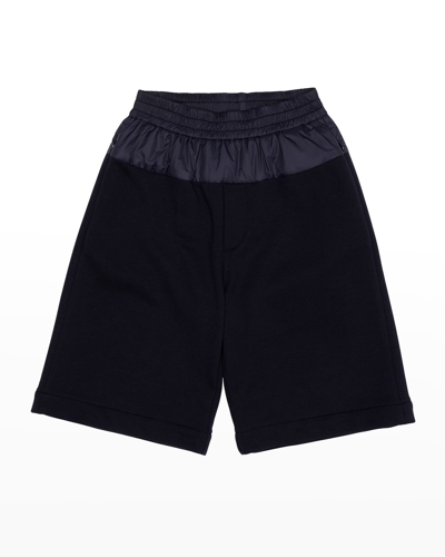 Shop Fendi Boy's Nylon Ff Logo Shorts In F0qb0 Navy