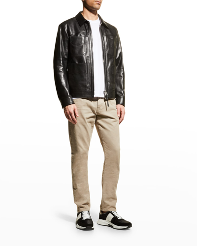 Tom Ford Men's Smooth Leather Blouson Jacket In Black | ModeSens