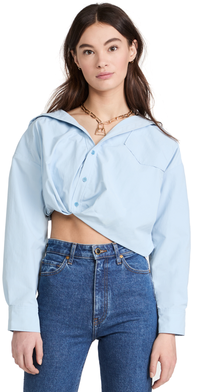 Shop Jacquemus Mejean Shirt In Light Blue