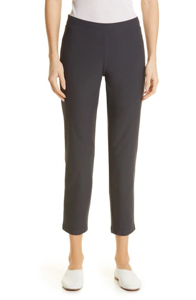 Shop Eileen Fisher Stretch Crepe Slim Ankle Pants In Graphite