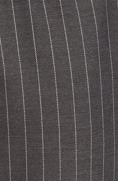 Shop Open Edit E-waist Plaid Stretch Pants In Grey Charcoal Pinstripe
