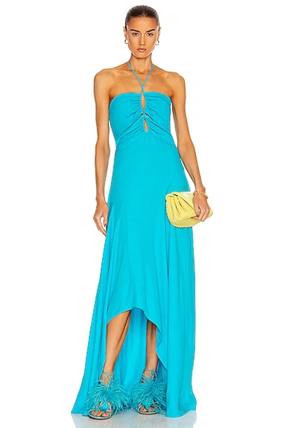 Shop Patbo Lace-up Maxi Dress In Bright Turquoise
