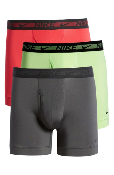 Shop Nike Dri-fit Flex 3-pack Performance Boxer Briefs In Berry/ Dk Grey/ Lime Glow