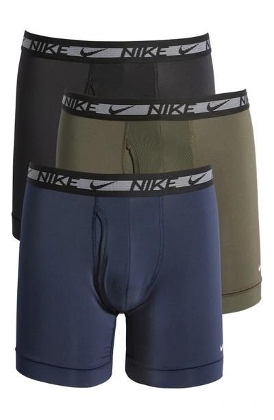 Shop Nike Dri-fit Flex 3-pack Performance Boxer Briefs In Cargo Khaki/ Obsidian/ Black