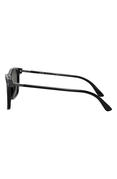 Shop Prada 54mm Polarized Rectangular Sunglasses In Black/ Polarized Grey