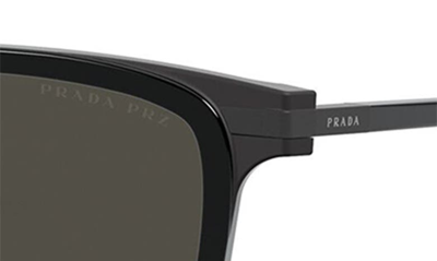 Shop Prada 54mm Polarized Rectangular Sunglasses In Black/ Polarized Grey