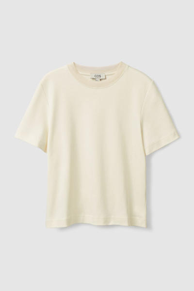Cos Boxy-fit Heavyweight T-shirt In Beige | ModeSens