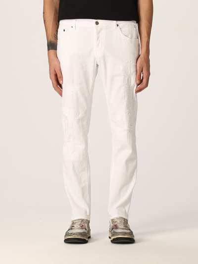Shop Dondup Jeans In Stretch Cotton Denim In White