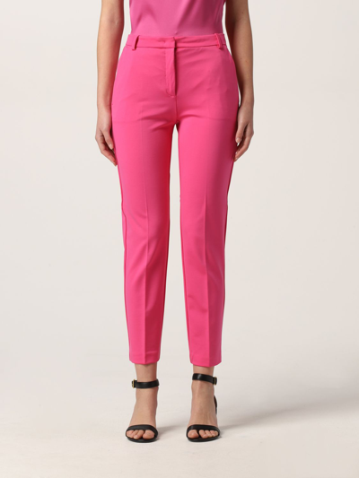 Shop Pinko Pants In Viscose Technical Fabric In Fuchsia