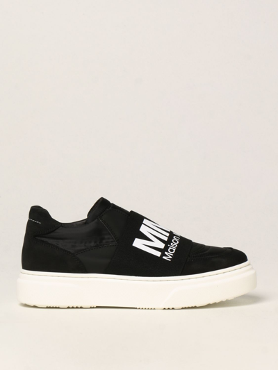 Shop Mm6 Maison Margiela Sneakers In Nylon And Suede In Black