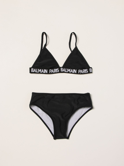 Shop Balmain Bikini Swimsuit With Logo In Black