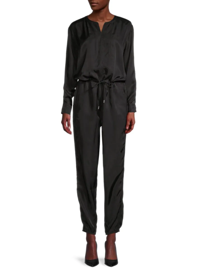 Shop Atm Anthony Thomas Melillo Women's Micro Twill Jogger Jumpsuit In Black