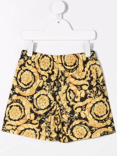 Versace Baroque-print Swim Shorts In Black
