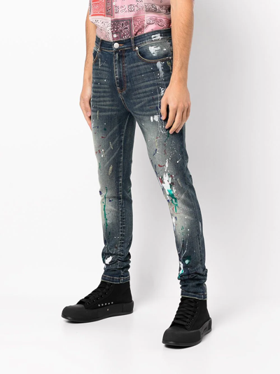 God's Masterful Children Artist Hand-painted Jeans In Blue
