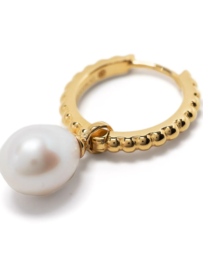 Shop Dower & Hall Timeless Oval Pearl Hoops In Gold