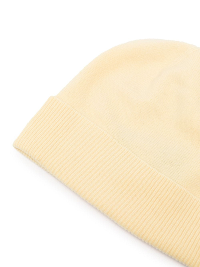 Shop Pringle Of Scotland Ribbed Double-layer Beanie In Yellow