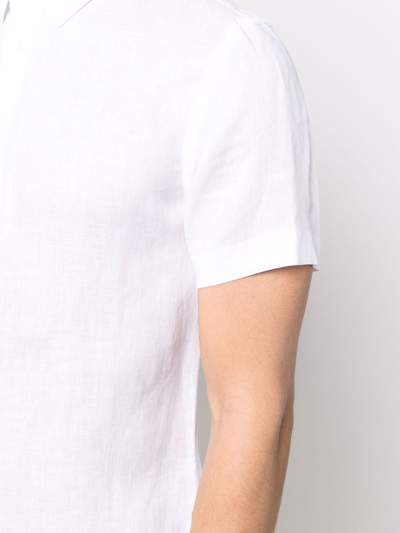 Shop Giorgio Armani Short-sleeve Linen Shirt In White