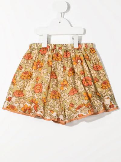 Shop Zimmermann Andie Floral-print Shorts In Green