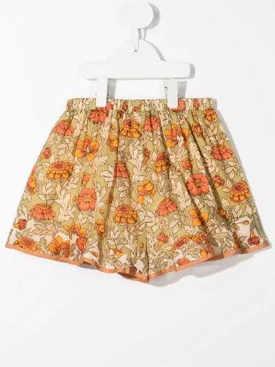 Zimmermann Floral-print Cotton Shorts In Green