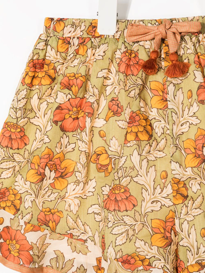 Zimmermann Floral-print Cotton Shorts In Green