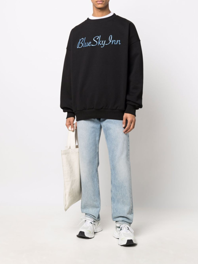 Blue Sky Inn Embroidered-logo Crewneck Sweatshirt In Black