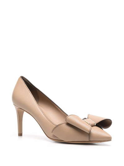 Ferragamo Zoey Bow-detail Leather Pumps In Brown