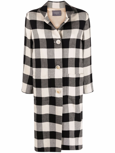 Shop Lorena Antoniazzi Check-pattern Linen Coat In Neutrals