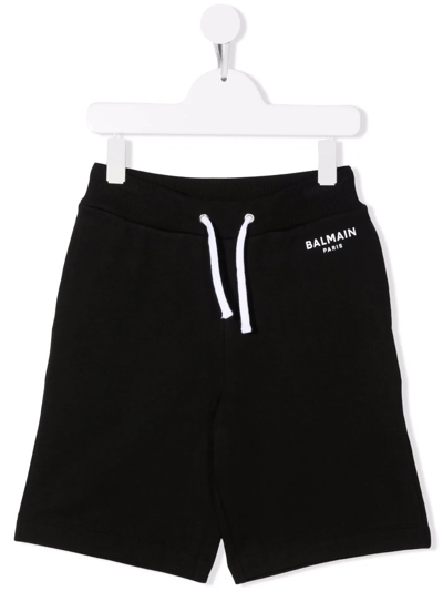 Shop Balmain Logo-print Detail Shorts In Black