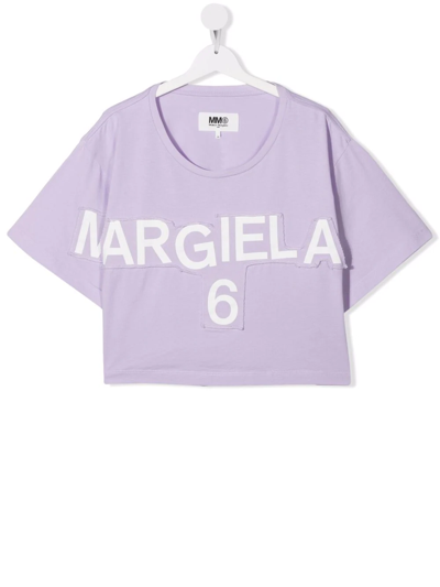 Shop Mm6 Maison Margiela Logo-print T-shirt In Purple
