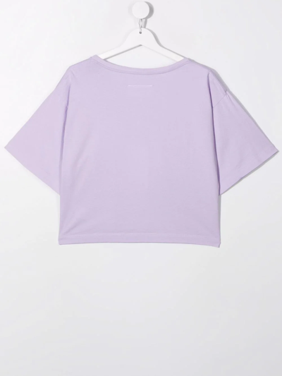 Shop Mm6 Maison Margiela Logo-print T-shirt In Purple