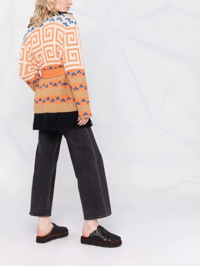 Shop Mother The Belted Short Cardigan In Orange