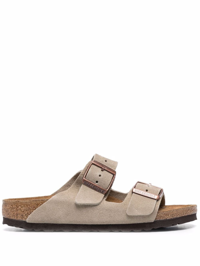 Birkenstock Arizona Narrow Fit Leather Suede Footbed Sandal In Neutrals