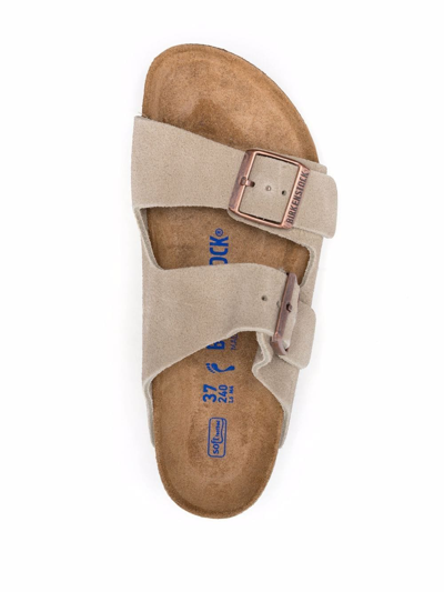 Birkenstock Arizona Narrow Fit Leather Suede Footbed Sandal In Neutrals
