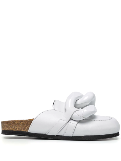 Shop Jw Anderson Chain Leather Loafers In White