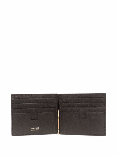 Shop Tom Ford Logo-plaque Bi-fold Wallet In Brown