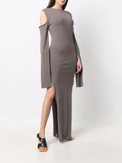 Shop Rick Owens Cape-sleeve Cut-out Dress In Grey