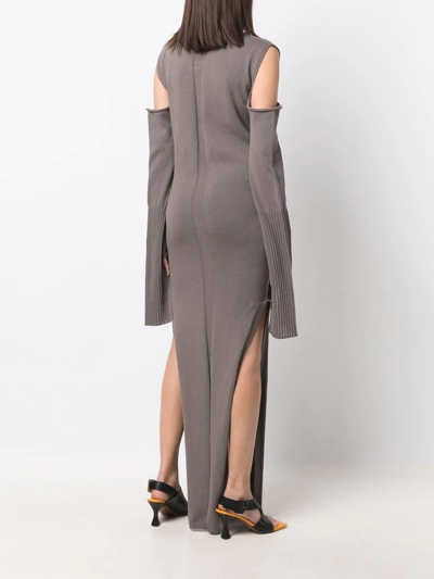 Shop Rick Owens Cape-sleeve Cut-out Dress In Grey