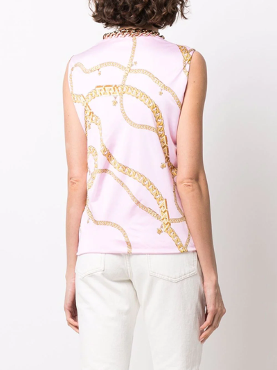 Shop Versace Chain-link Detail Blouse In Pink