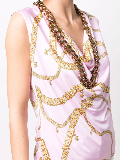 Shop Versace Chain-link Detail Blouse In Pink