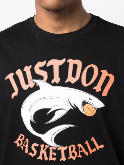 Shop Just Don Logo-print Cotton T-shirt In Black